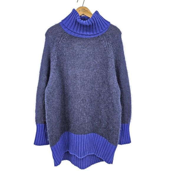 Noname Mohair/Wool Turtleneck Sweater Dress Womens S Blue Oversized - Picture 2 of 5